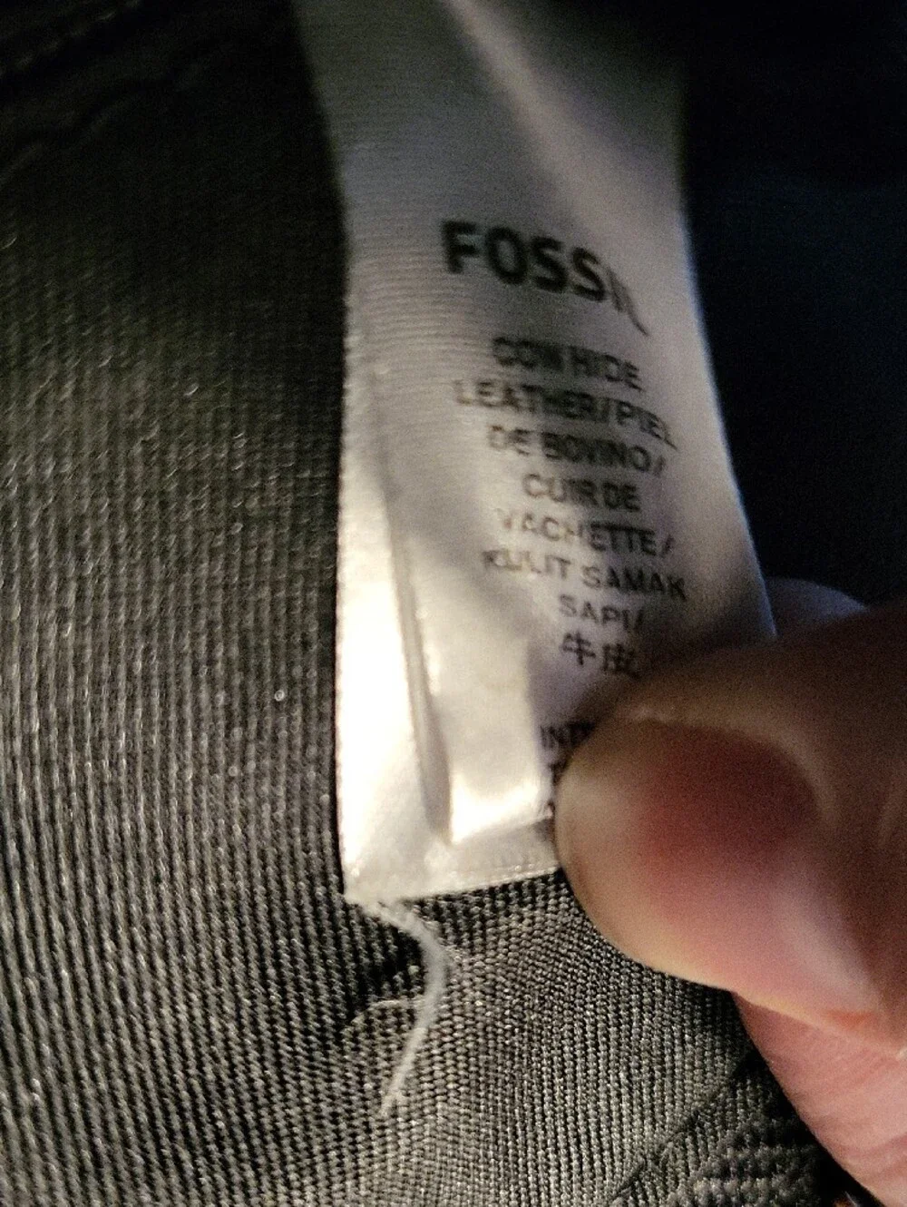 Fossil Black Leather Messenger Crossbody Bag